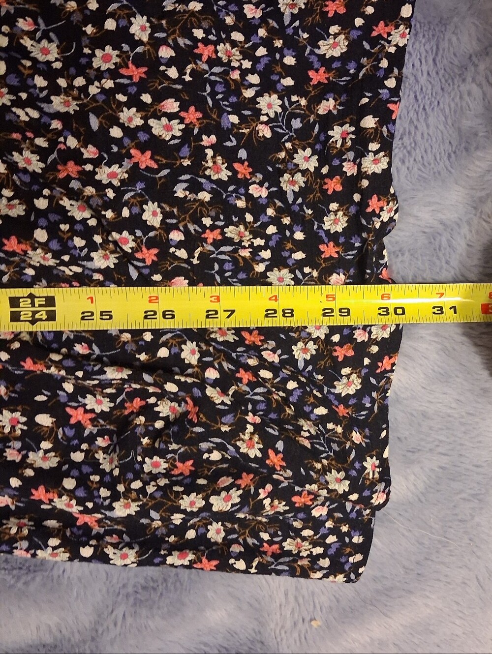 Easel Floral Navy Summer Slip Dress with Lace Trim And Adjustable Straps (Meas) - Picture 7 of 12